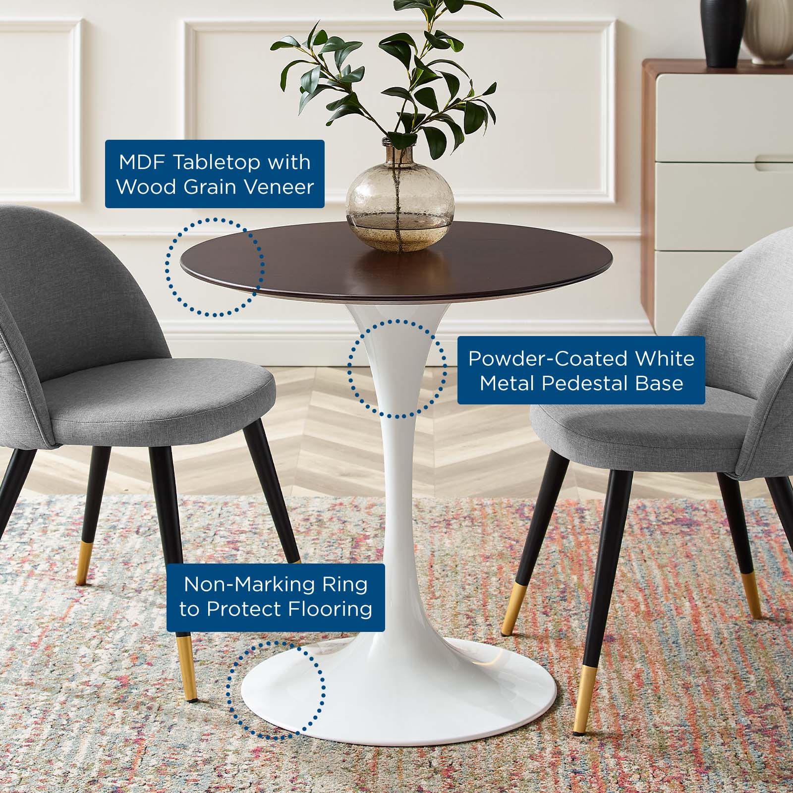 Lippa 28" Round Wood Dining Table by Modway