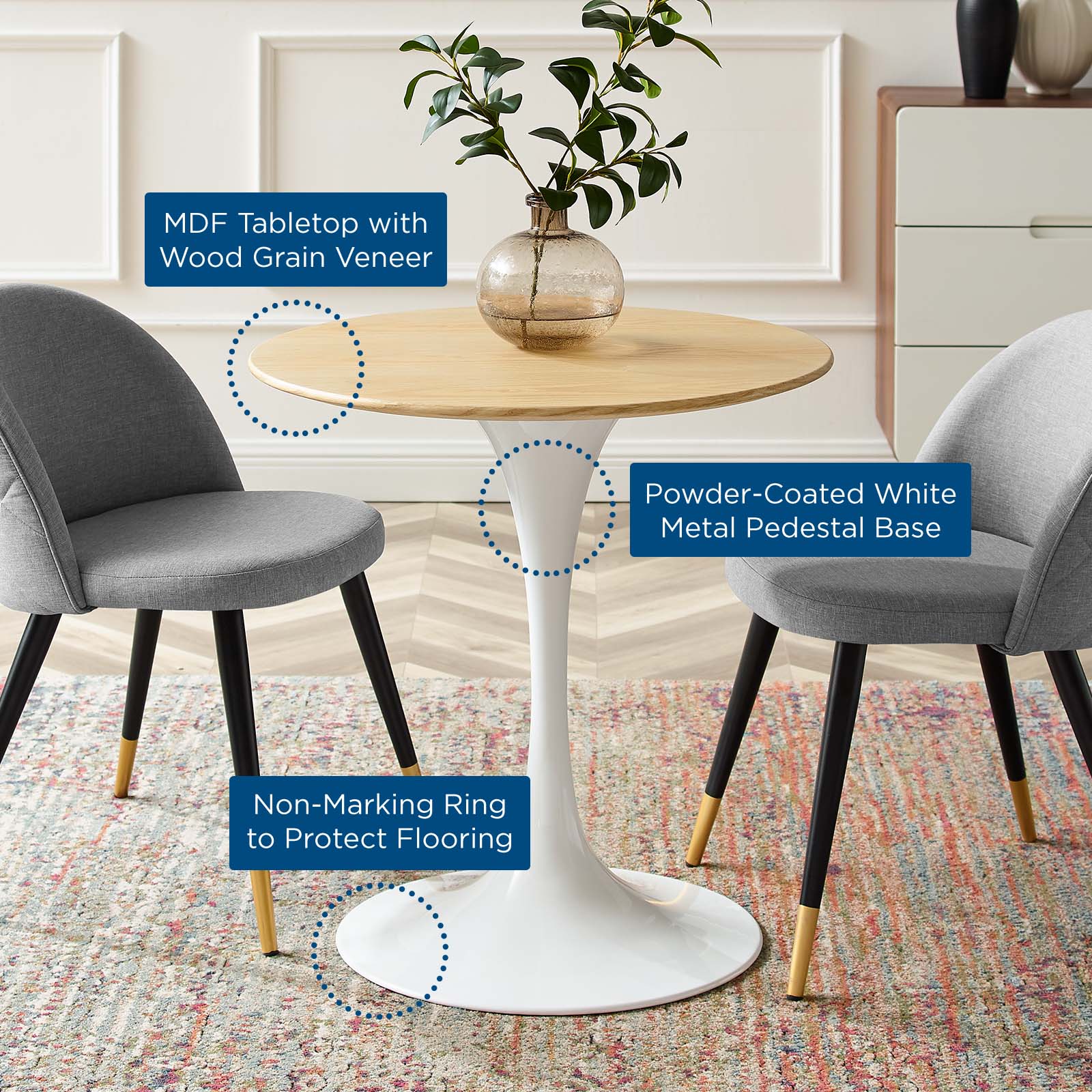Lippa 28" Round Wood Dining Table by Modway