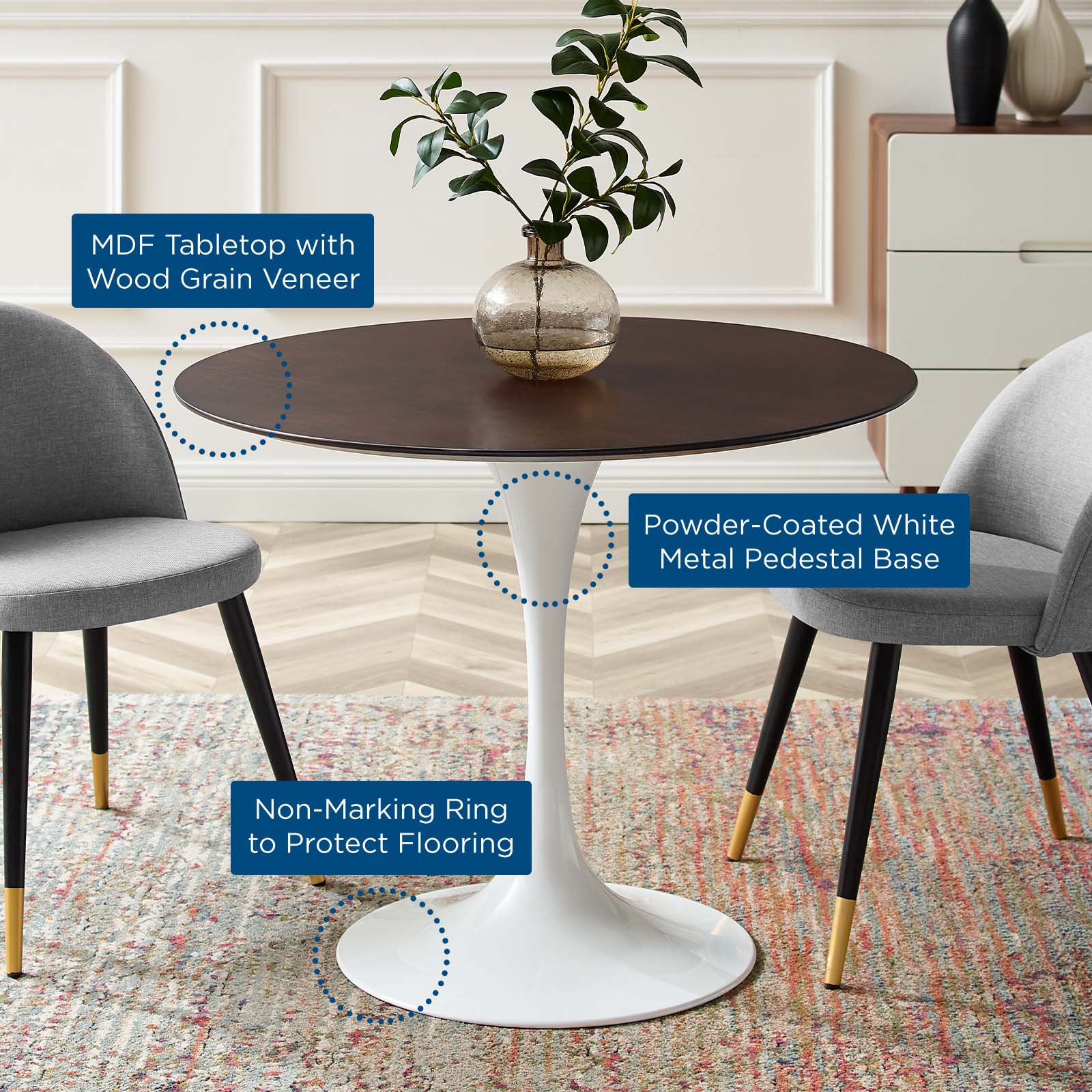 Lippa 36" Round Wood Dining Table by Modway