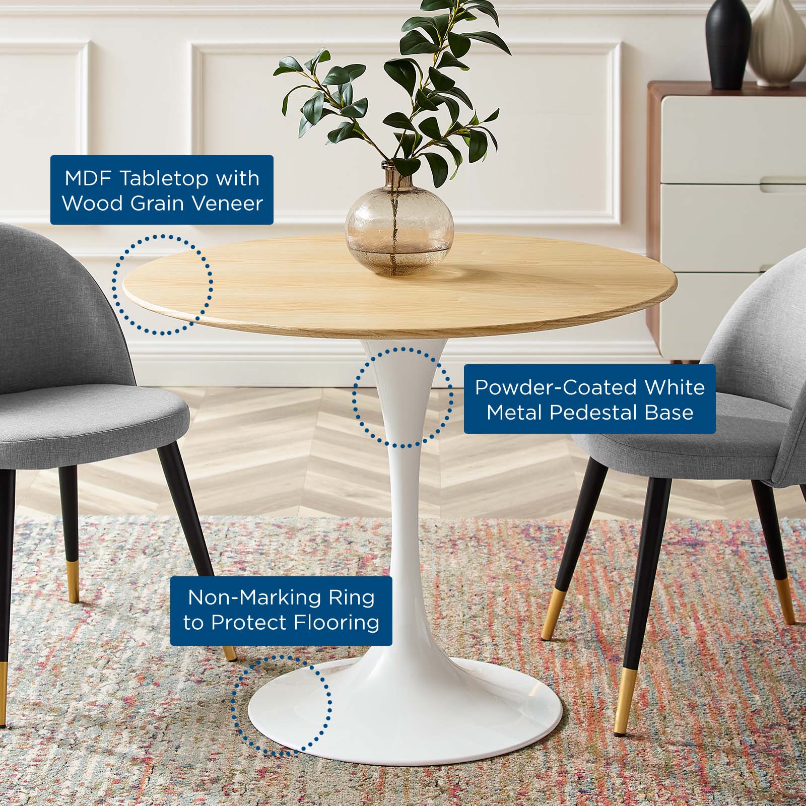 Lippa 36" Round Wood Dining Table by Modway