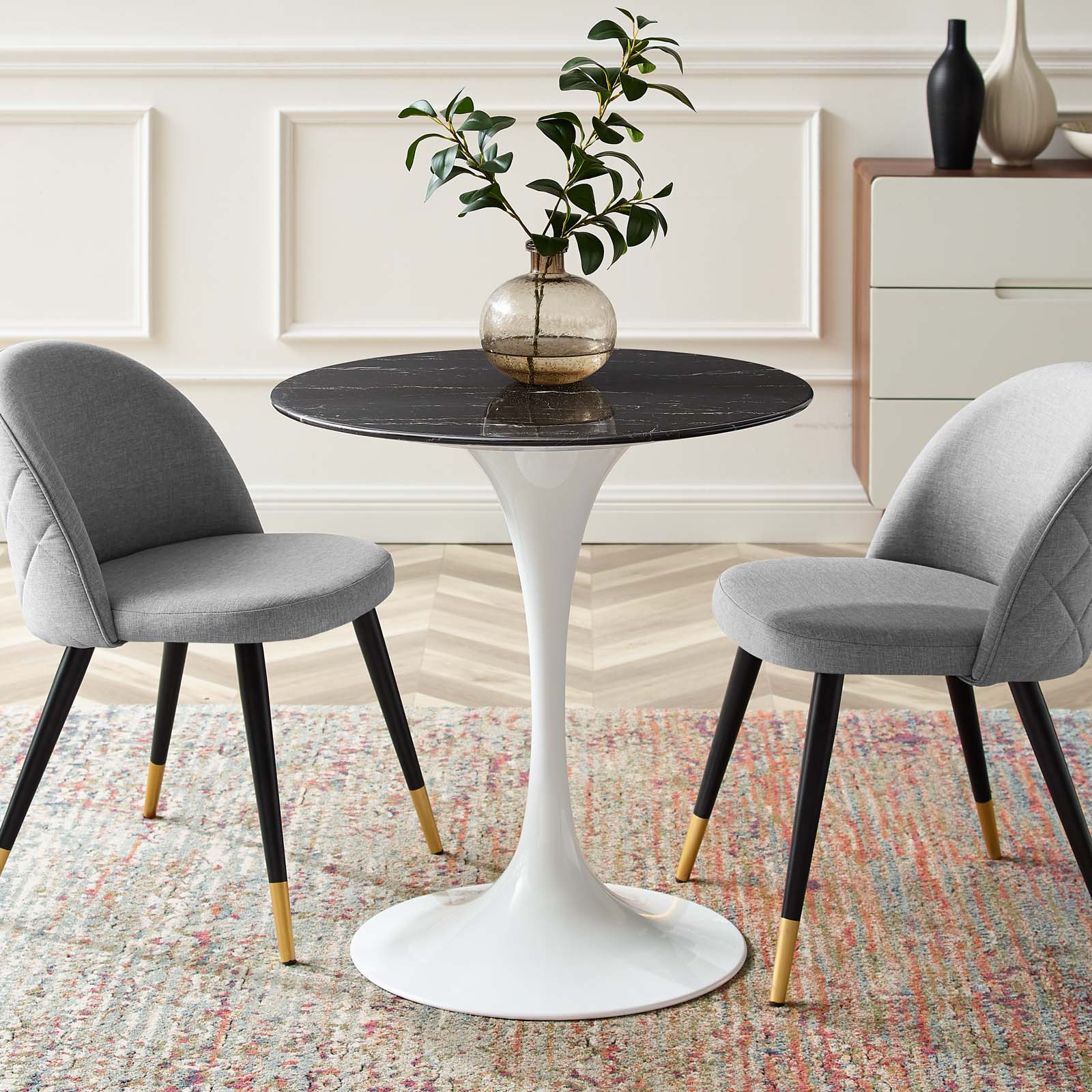 Lippa 28" Round Faux Marble Dining Table by Modway