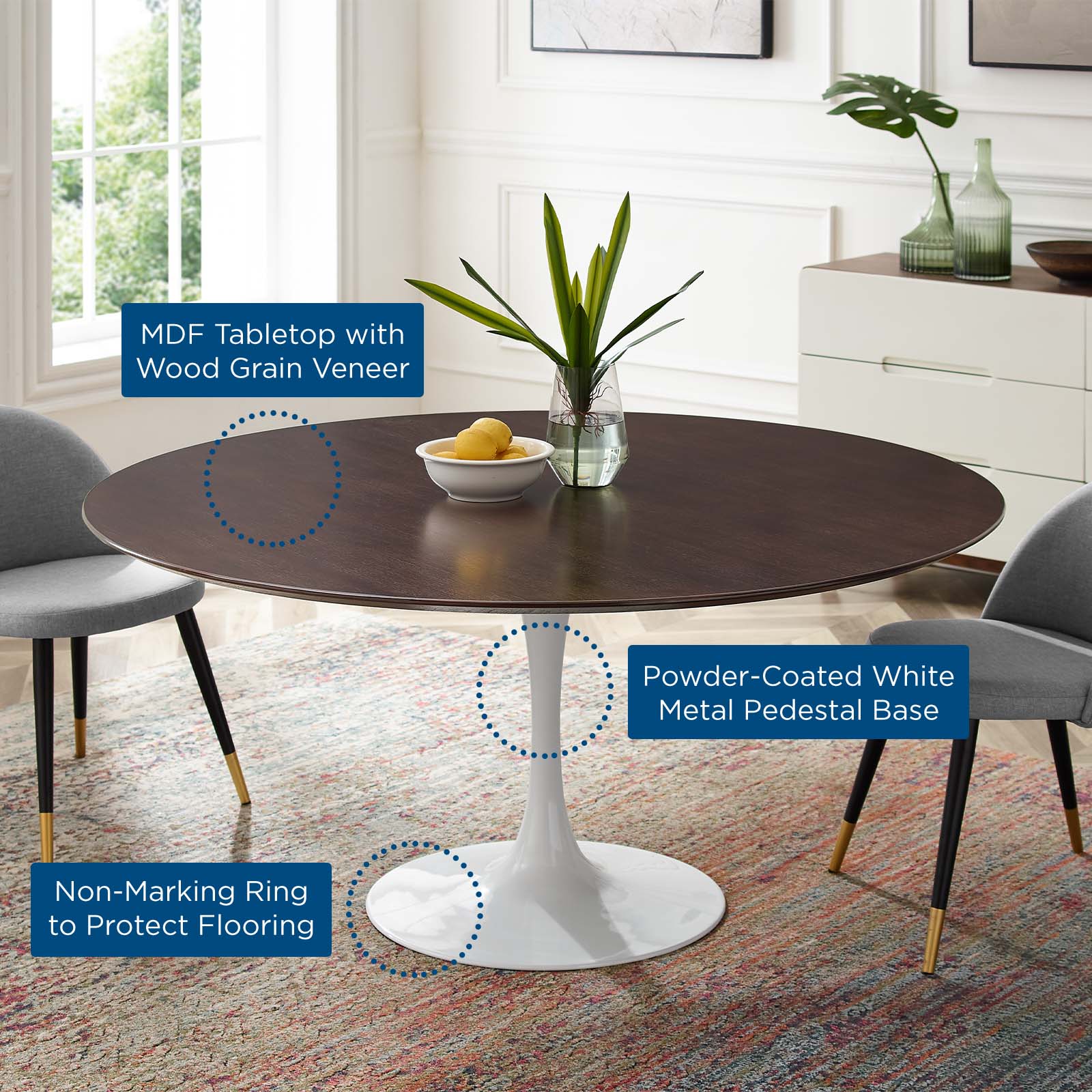 Lippa 60" Round Wood Dining Table by Modway