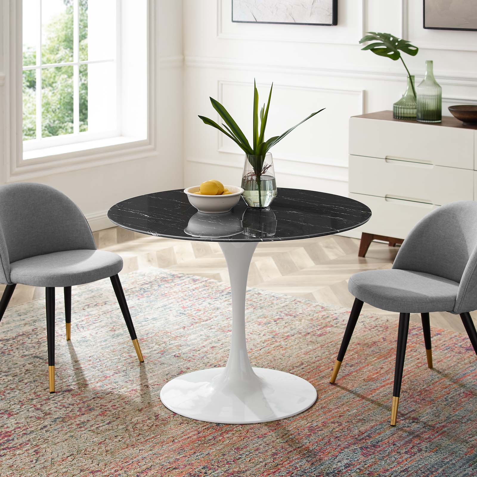 Lippa 40" Round Faux Marble Dining Table by Modway
