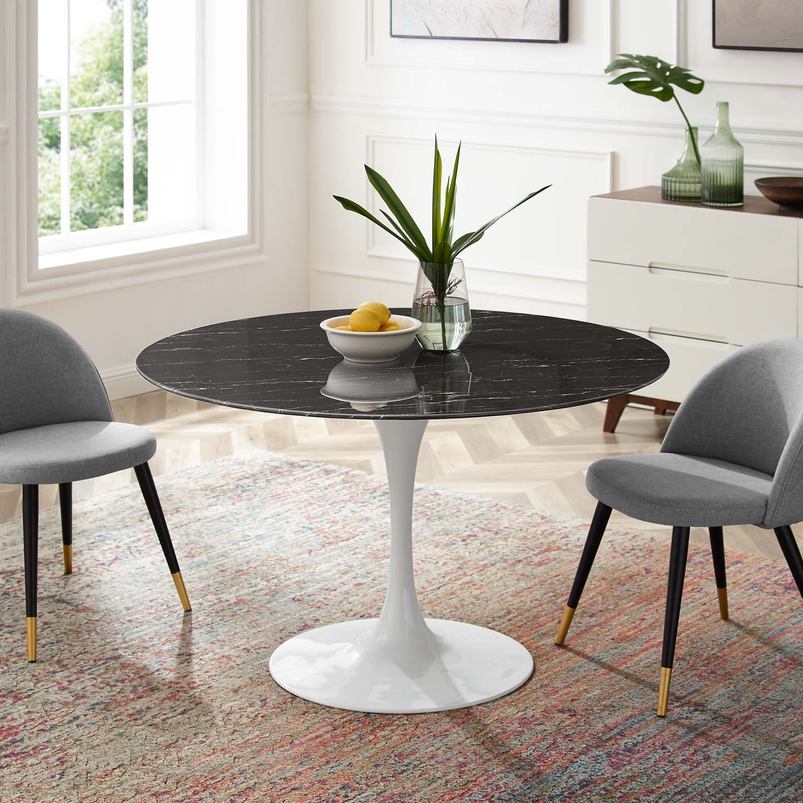 Lippa 48" Round Faux Marble Dining Table by Modway
