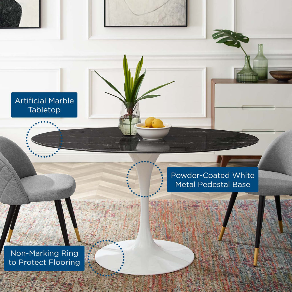 Lippa 54" Oval Faux Marble Dining Table by Modway