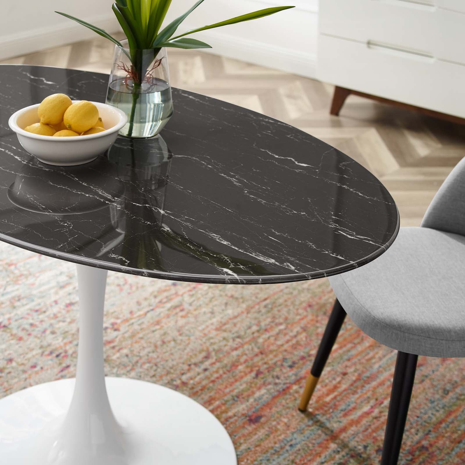 Lippa 54" Oval Faux Marble Dining Table by Modway