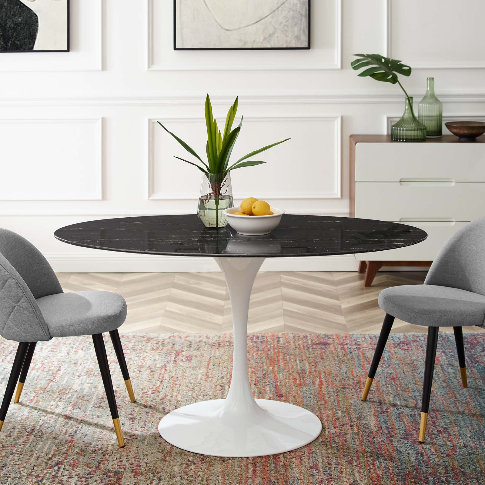 Lippa 54" Oval Faux Marble Dining Table by Modway