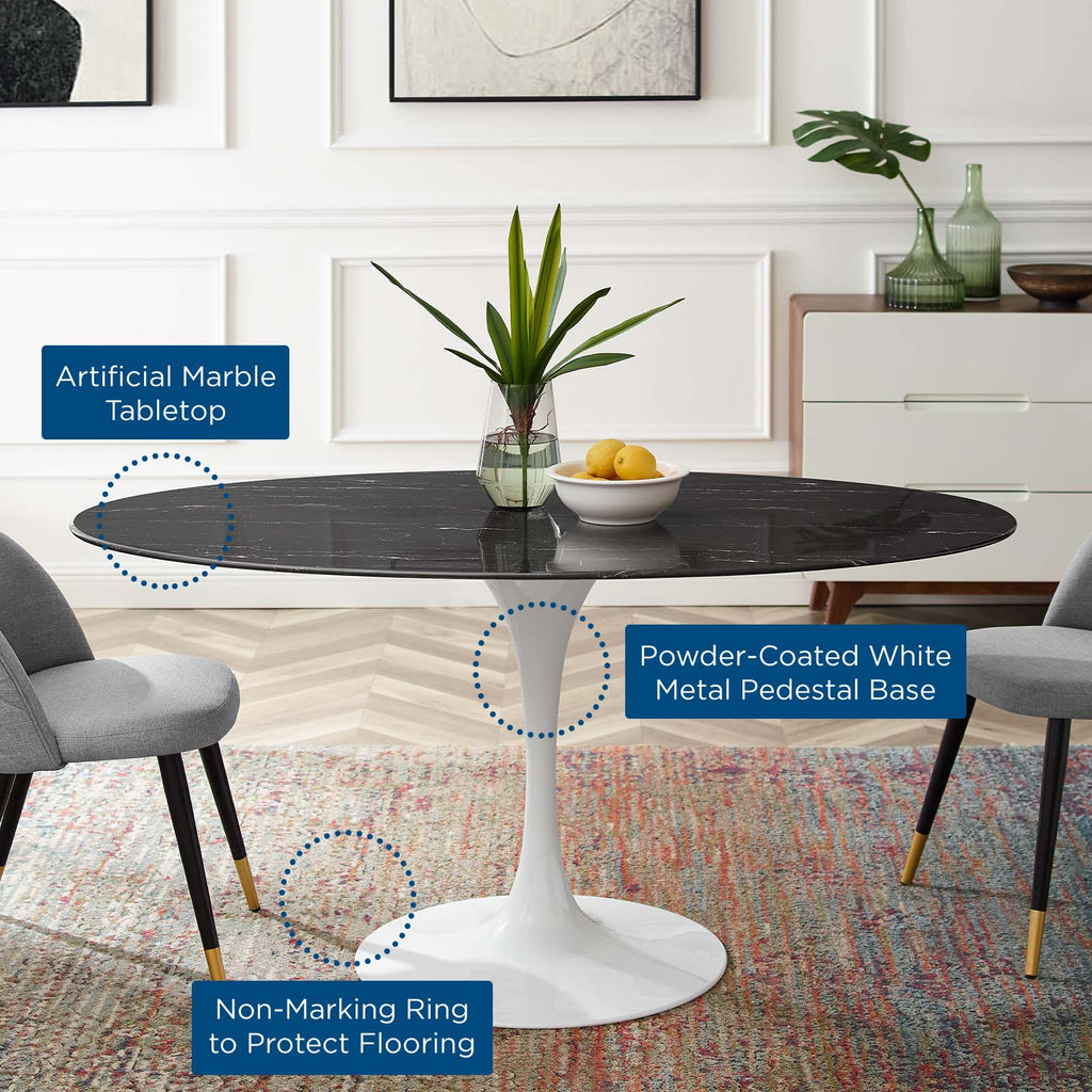 Lippa 60" Oval Faux Marble Dining Table by Modway