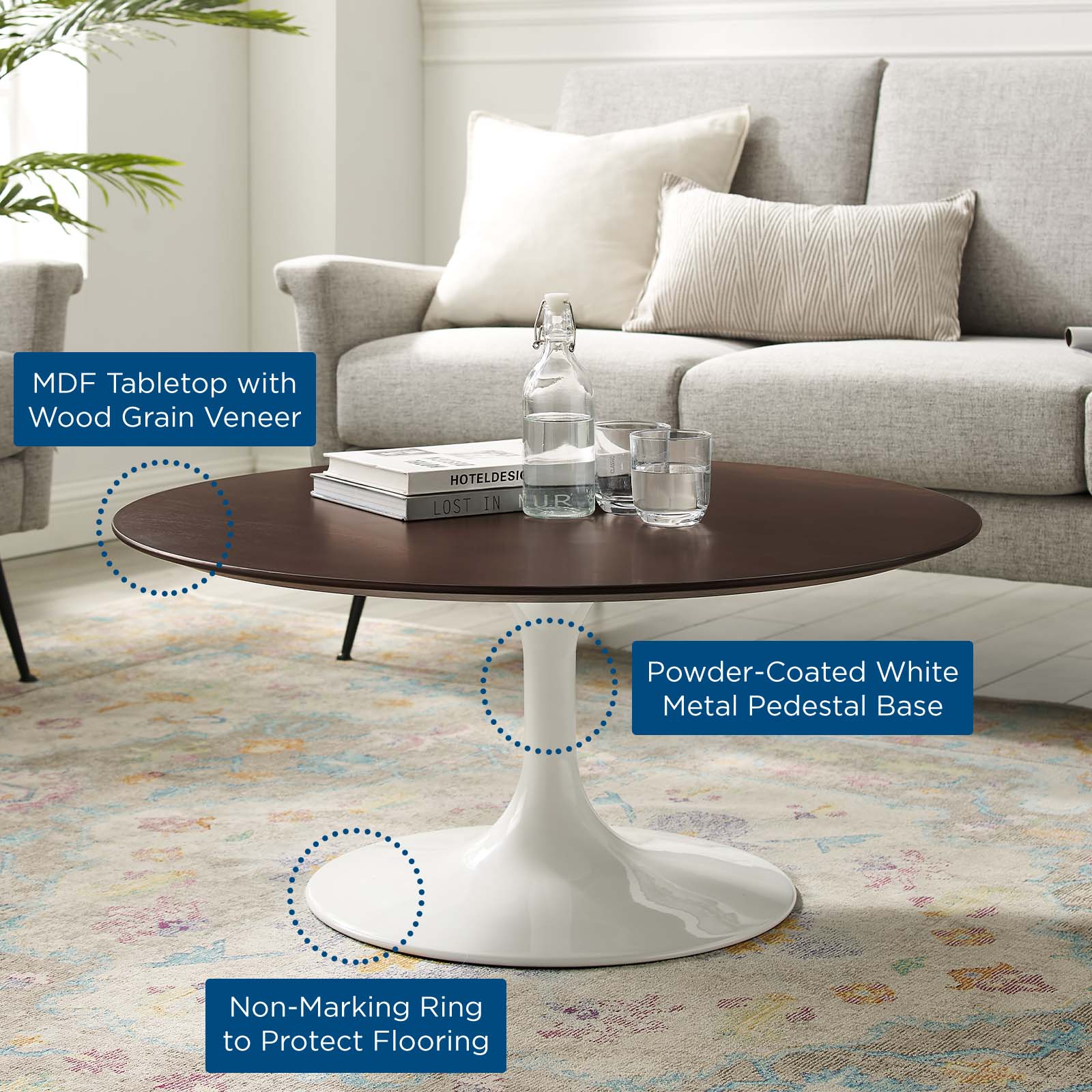 Lippa 36" Round Wood Coffee Table by Modway