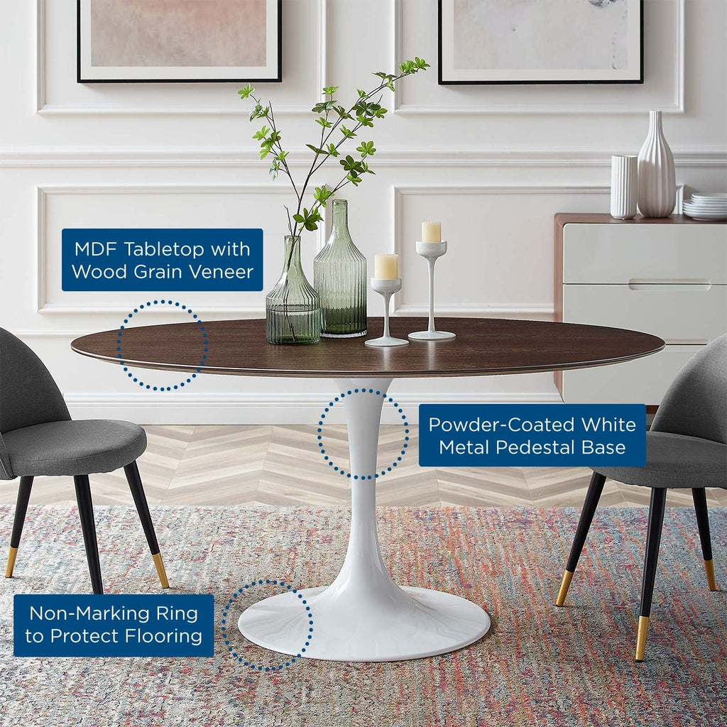 Lippa 60" Oval Cherry Walnut Wood Dining Table by Modway