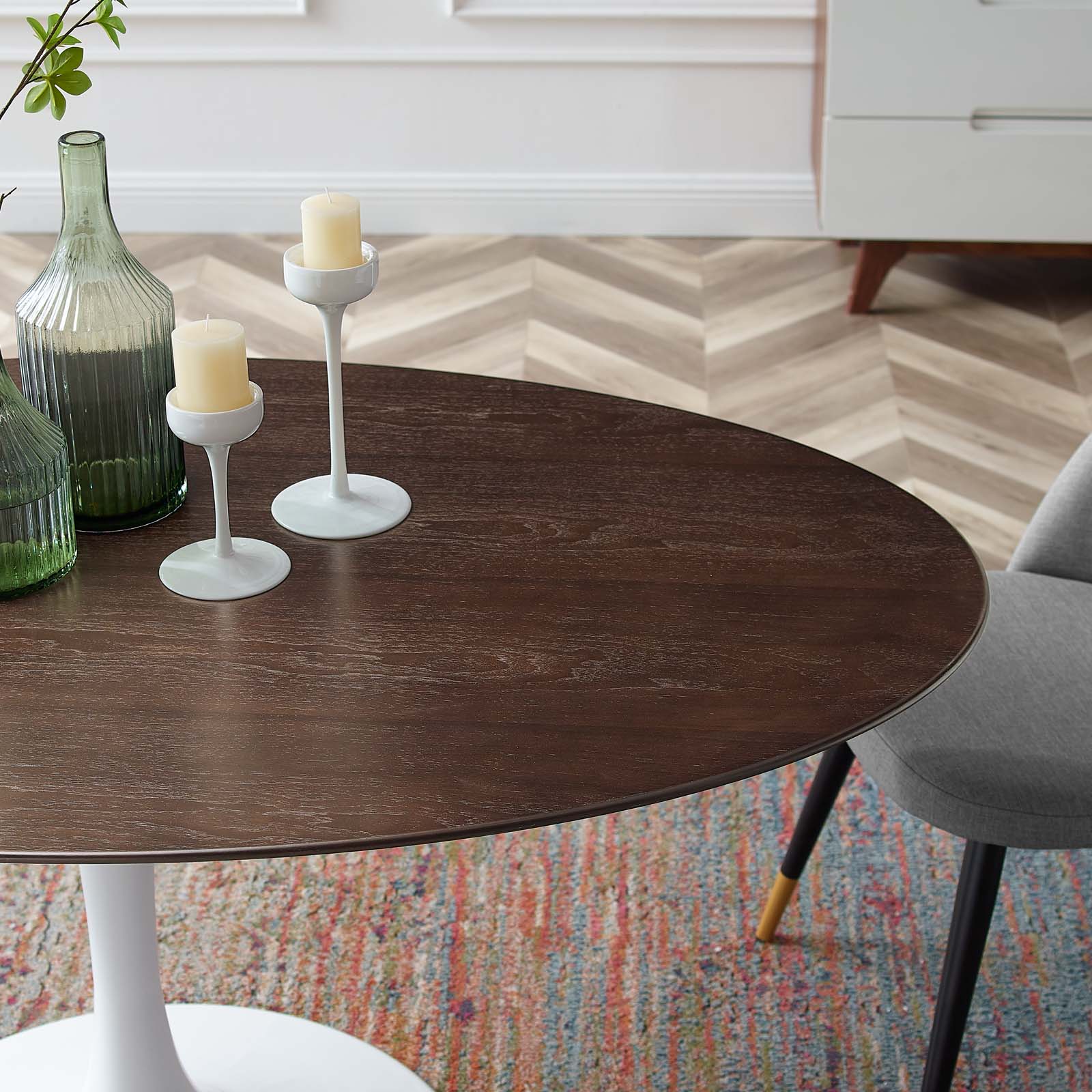Lippa 60" Oval Cherry Walnut Wood Dining Table by Modway
