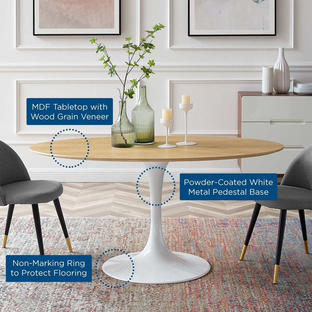 Lippa 60" Oval Natural Wood Dining Table by Modway