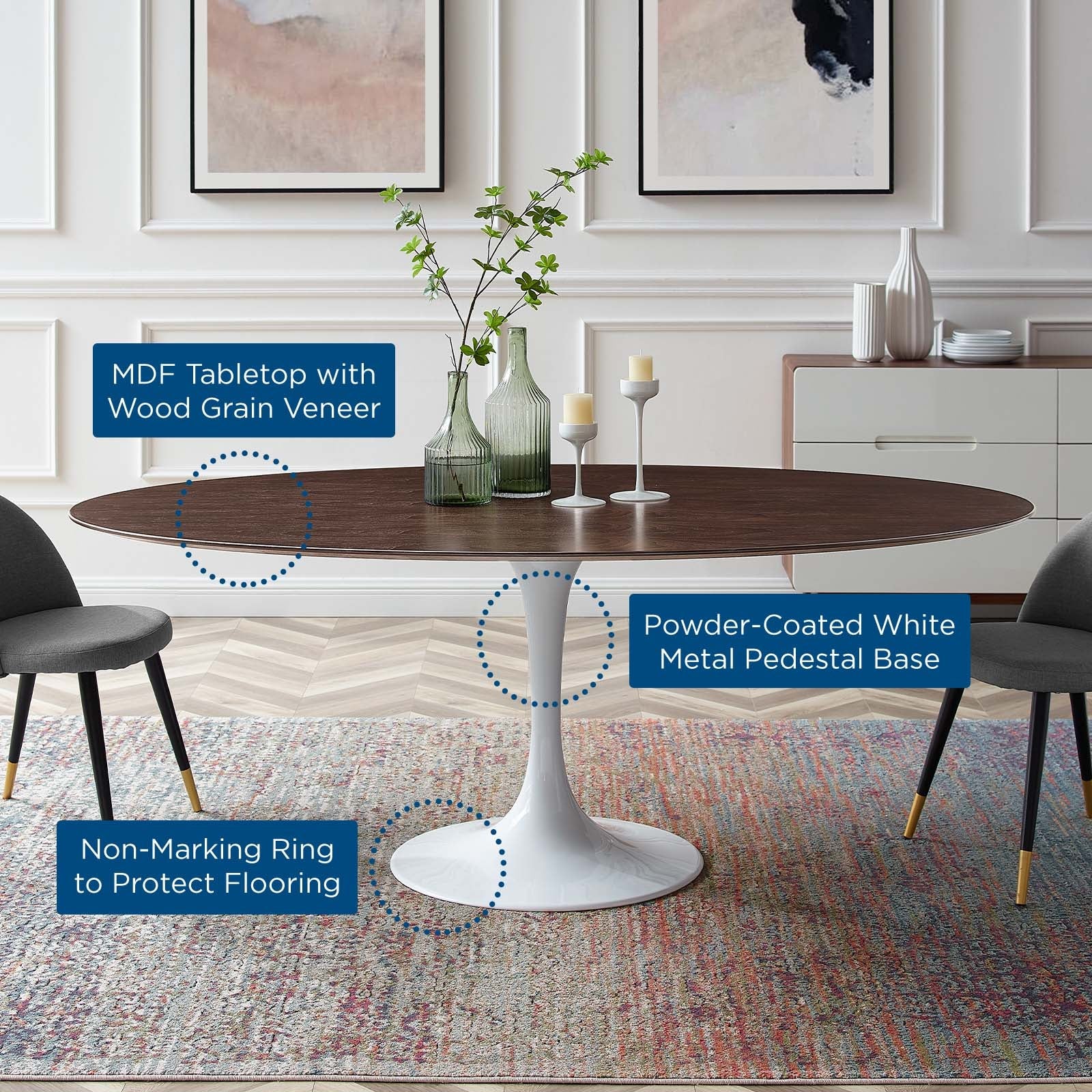Lippa 78" Oval Wood Dining Table by Modway