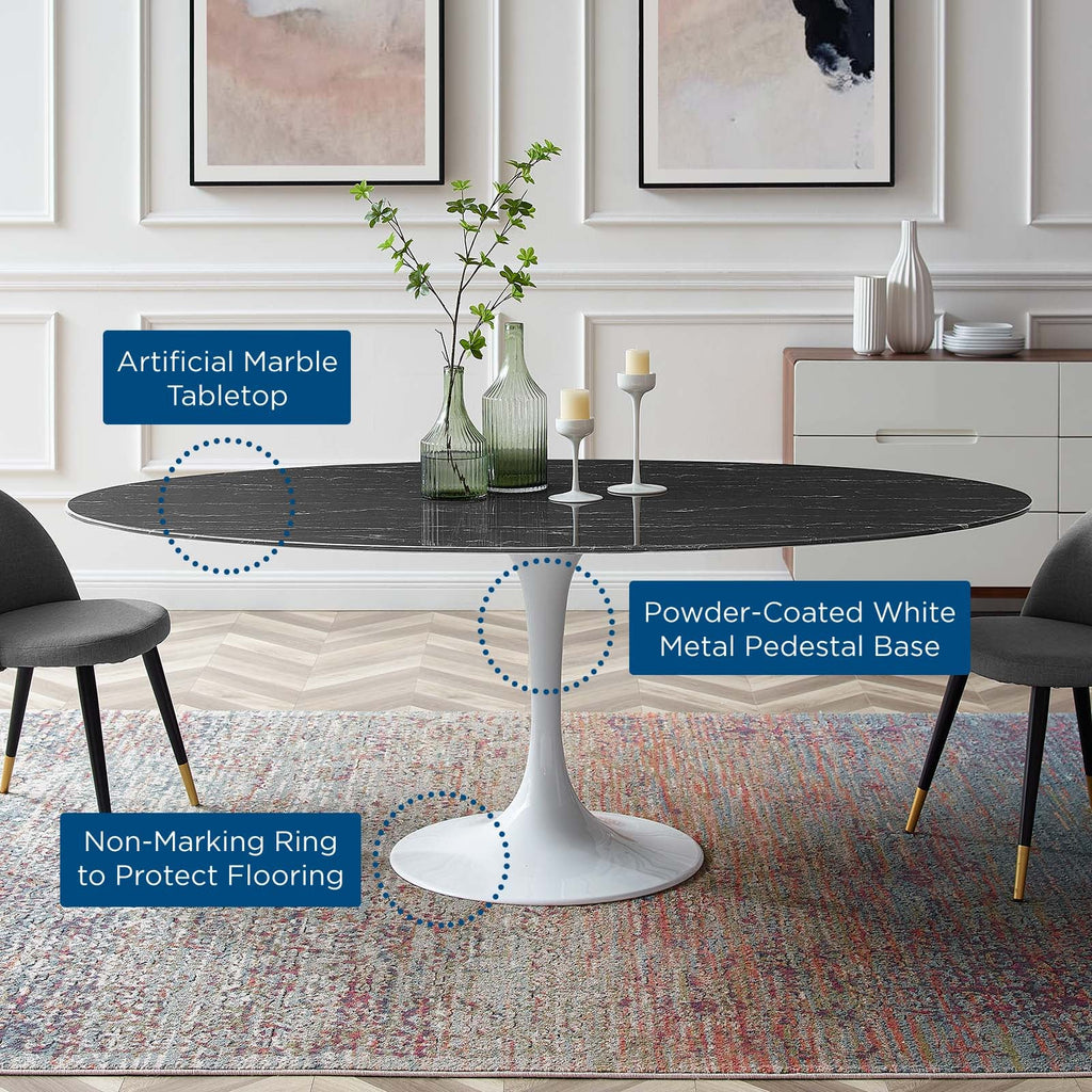 Lippa 78" Oval Faux Marble Dining Table by Modway