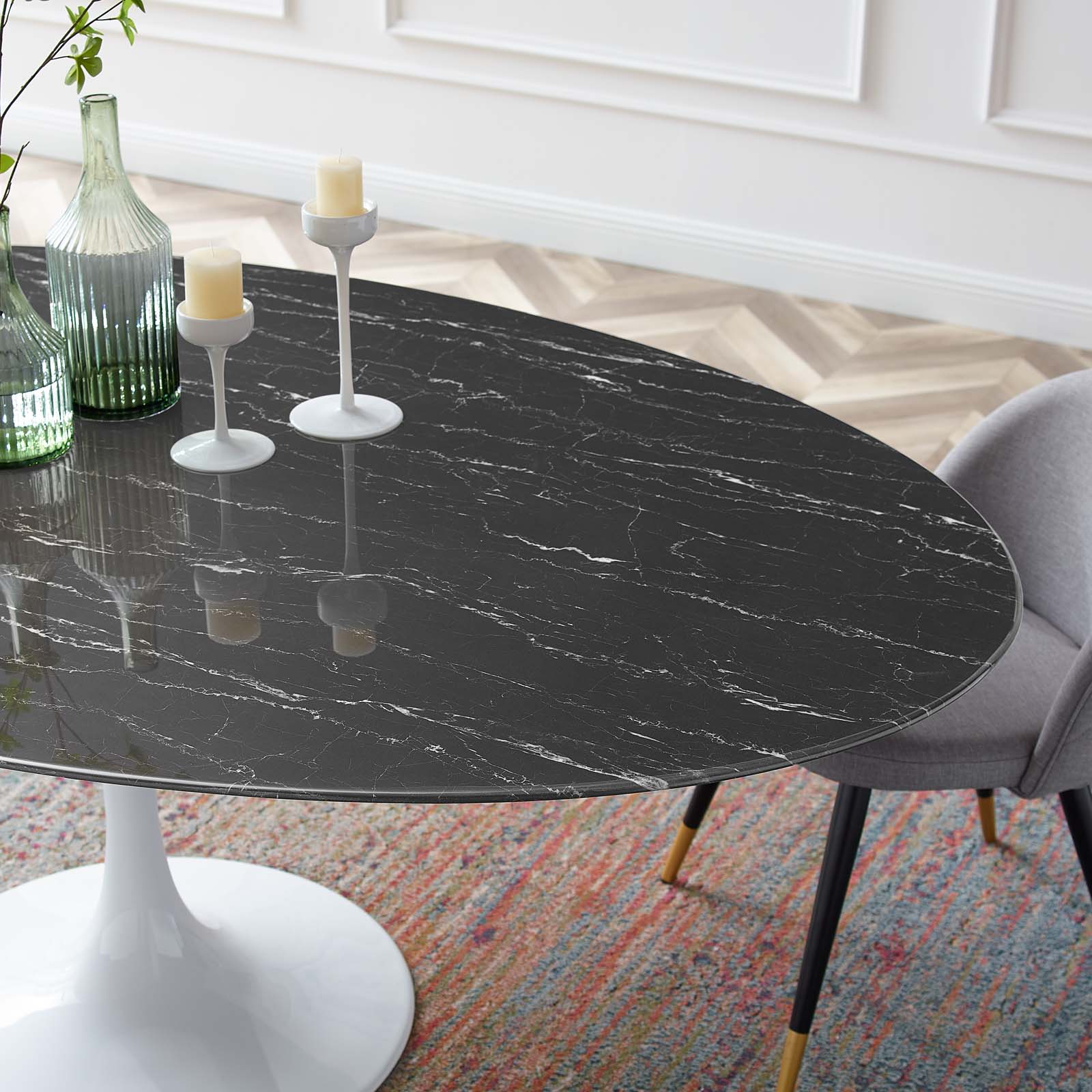 Lippa 78" Oval Faux Marble Dining Table by Modway