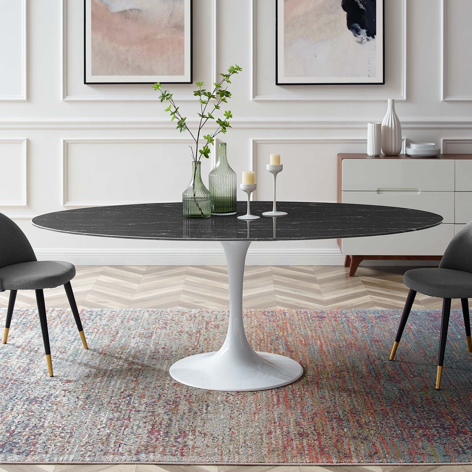 Lippa 78" Oval Faux Marble Dining Table by Modway