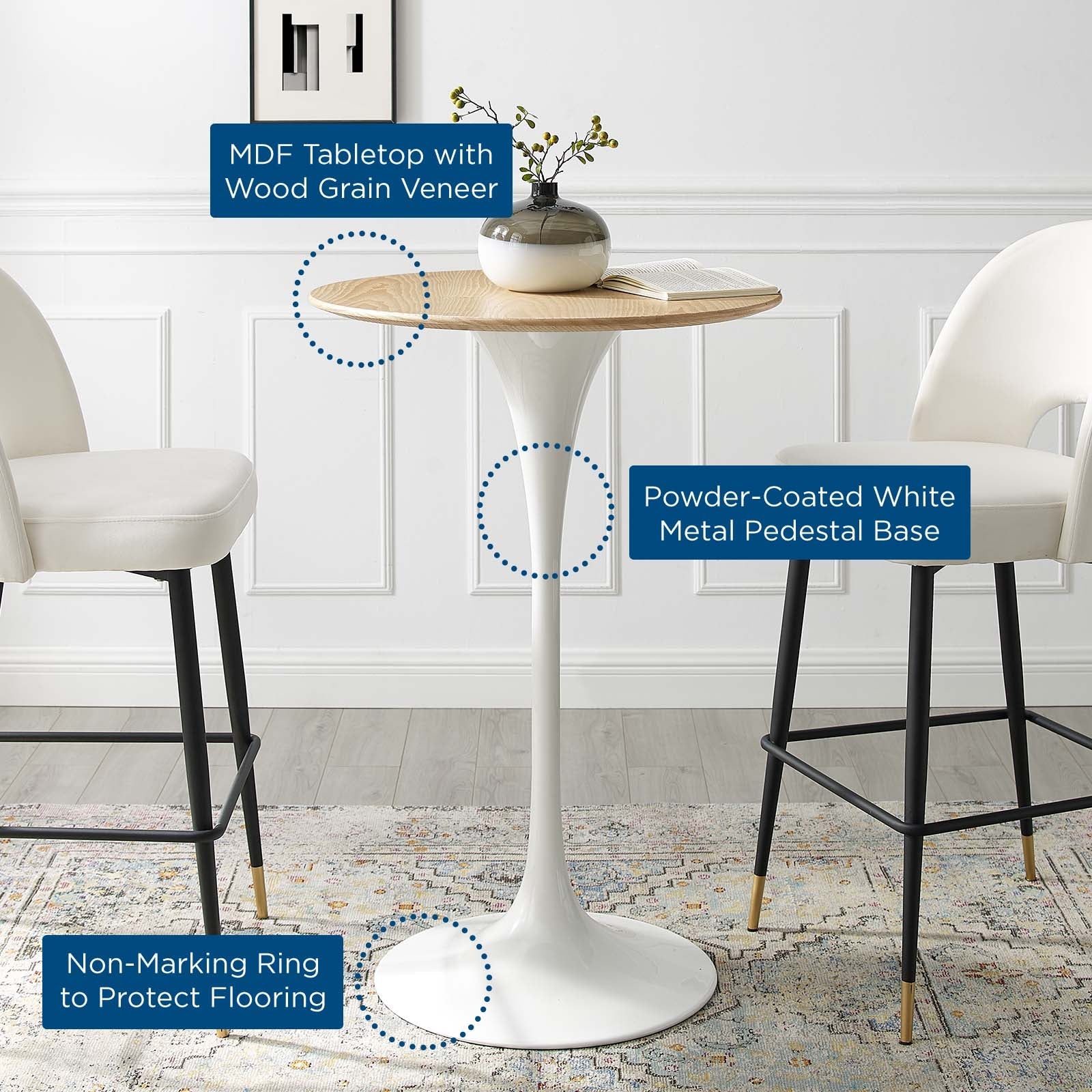 Lippa 28" Round Wood Bar Table by Modway