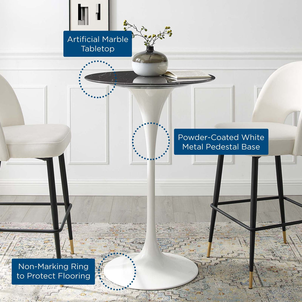 Lippa 28" Round Faux Marble Bar Table by Modway