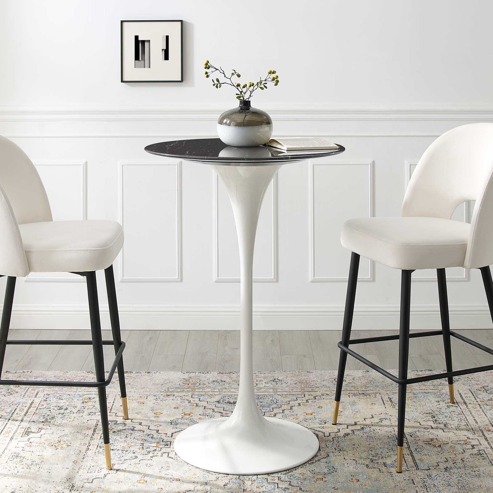 Lippa 28" Round Faux Marble Bar Table by Modway
