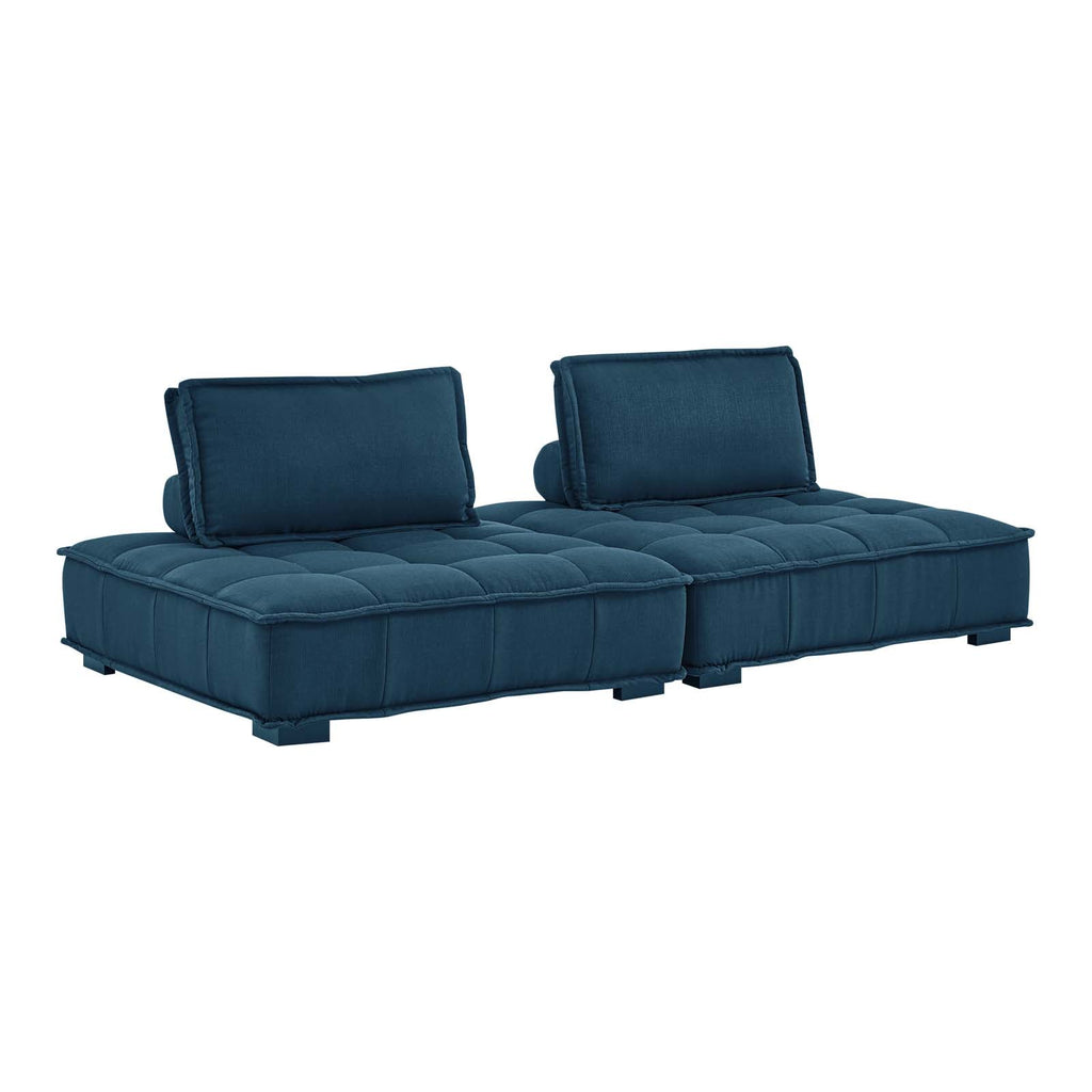 Saunter 2-Piece Tufted Fabric Fabric Loveseat in Azure