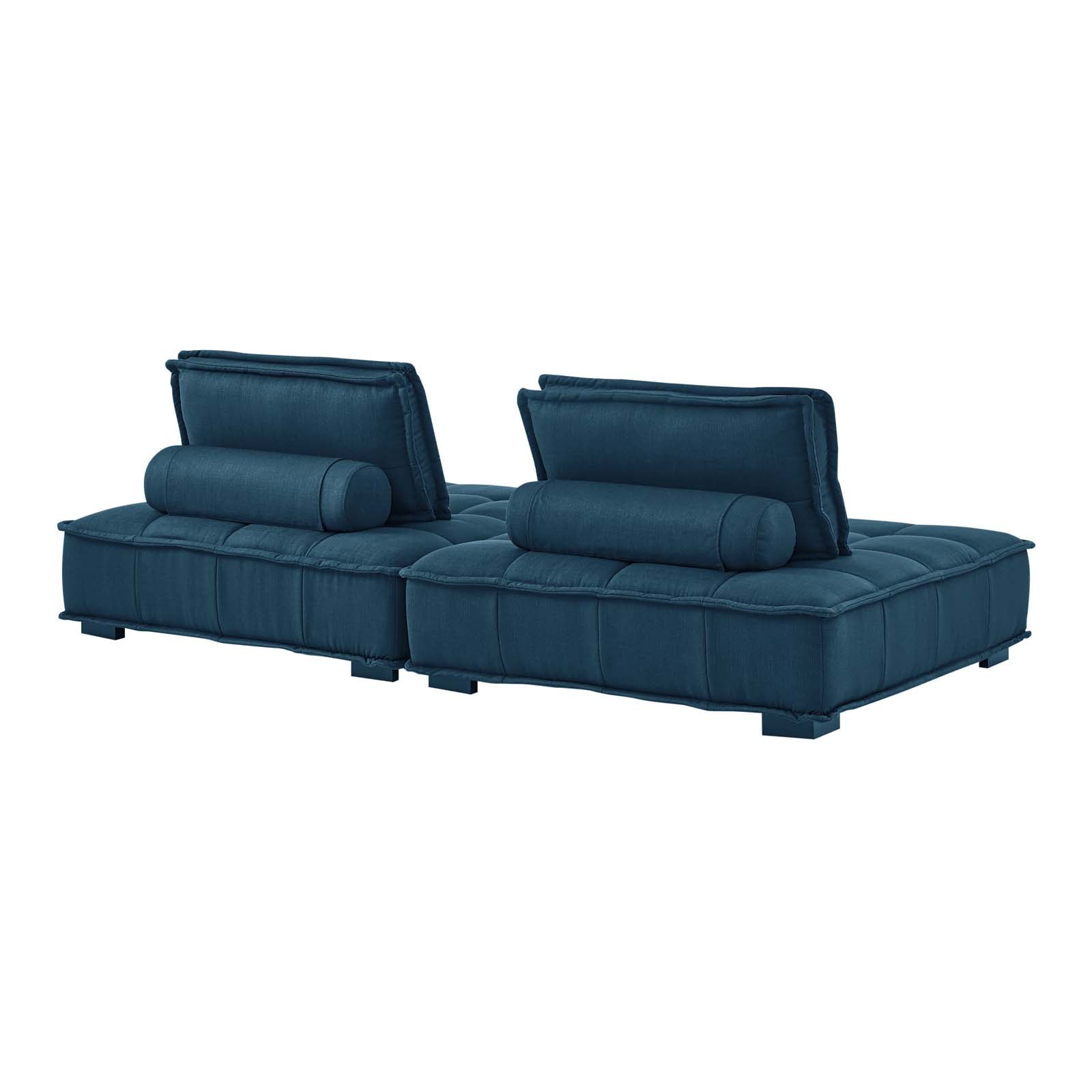 Saunter 2-Piece Tufted Fabric Fabric Loveseat in Azure