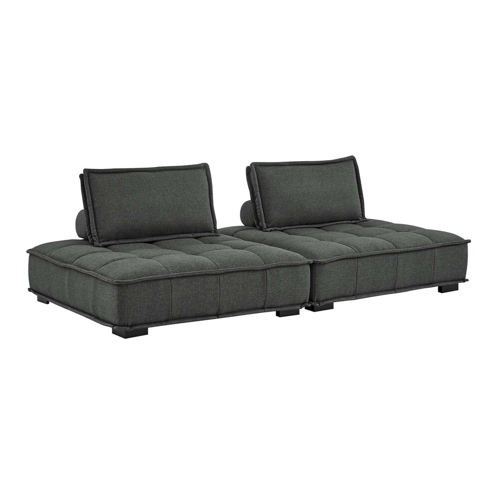 Saunter 2-Piece Tufted Fabric Fabric Loveseat in Gray
