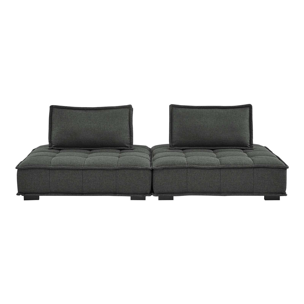 Saunter 2-Piece Tufted Fabric Fabric Loveseat in Gray