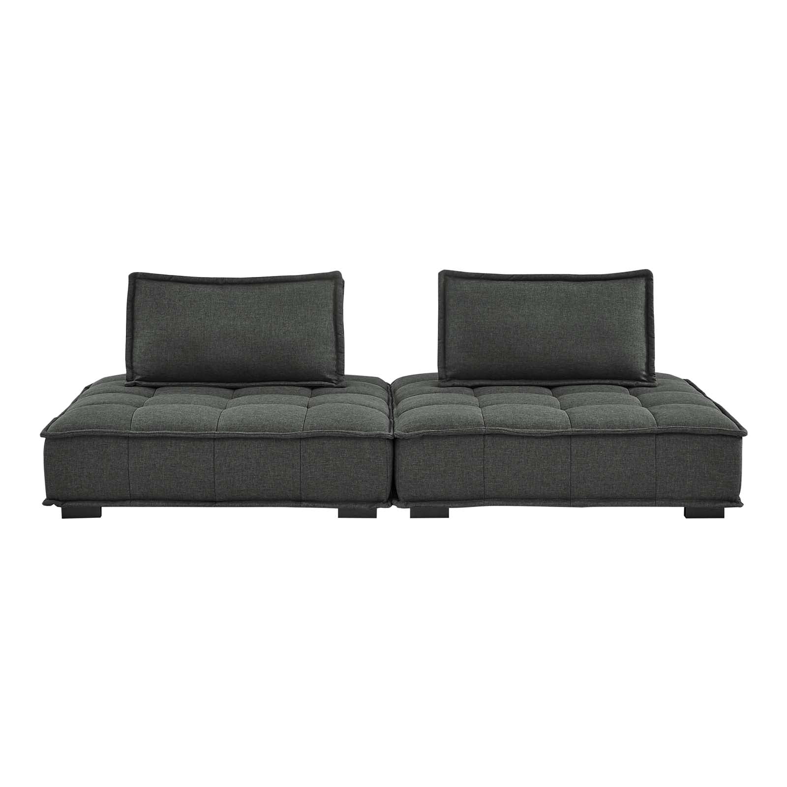 Saunter 2-Piece Tufted Fabric Fabric Loveseat in Gray