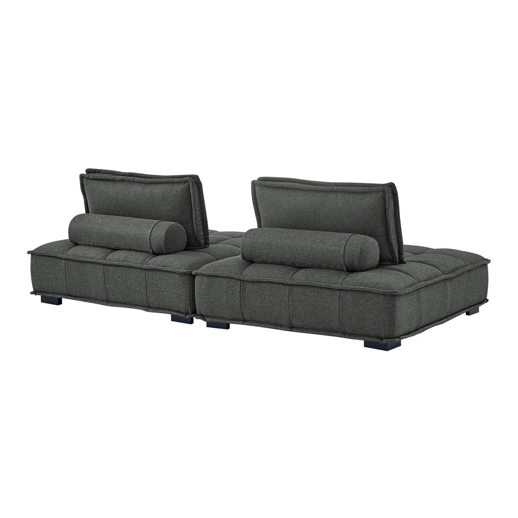 Saunter 2-Piece Tufted Fabric Fabric Loveseat in Gray