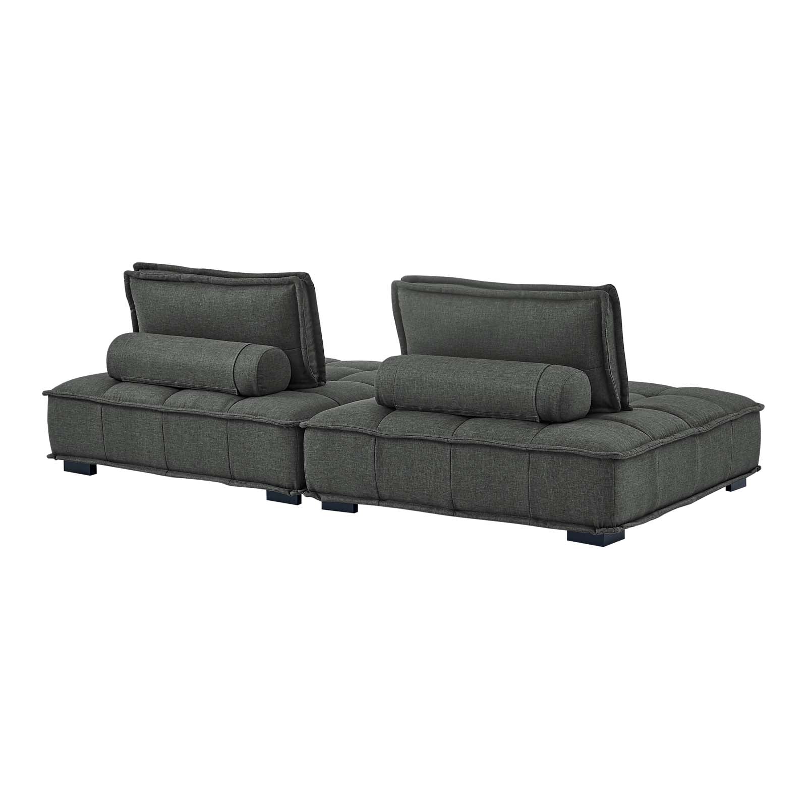 Saunter 2-Piece Tufted Fabric Fabric Loveseat in Gray