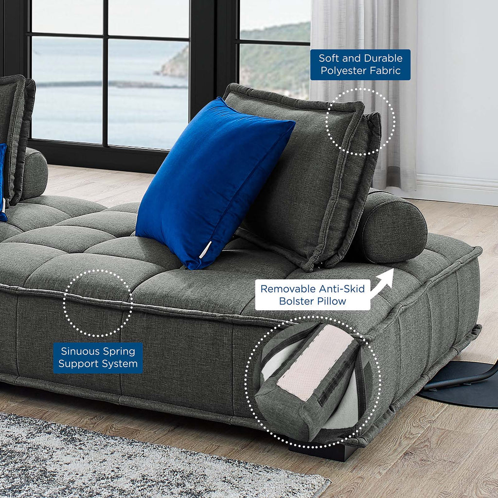 Saunter 2-Piece Tufted Fabric Fabric Loveseat in Gray