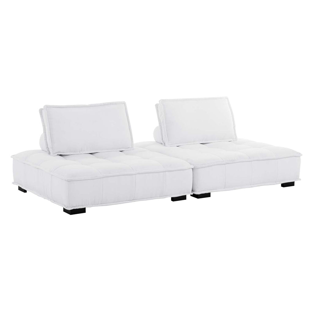 Saunter 2-Piece Tufted Fabric Fabric Loveseat in White