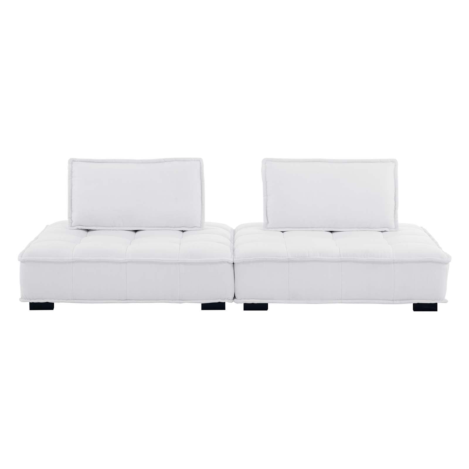 Saunter 2-Piece Tufted Fabric Fabric Loveseat in White
