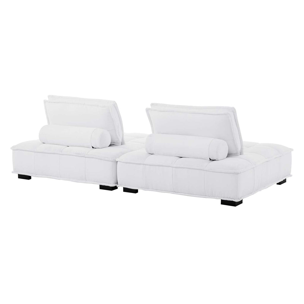 Saunter 2-Piece Tufted Fabric Fabric Loveseat in White