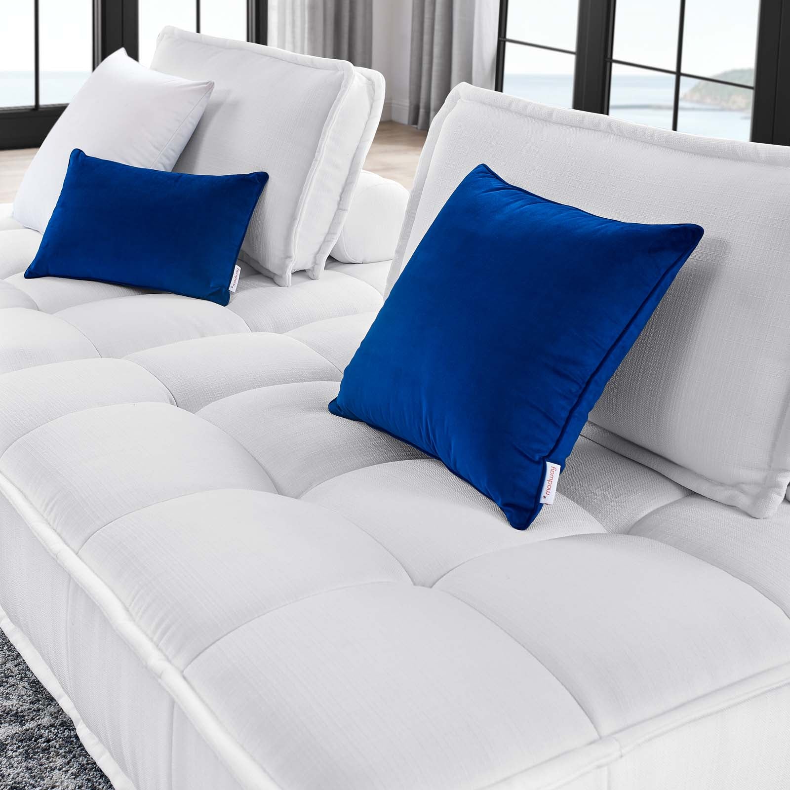 Saunter 2-Piece Tufted Fabric Fabric Loveseat in White