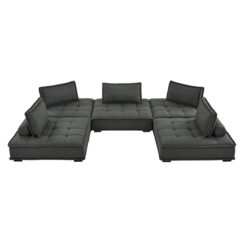 Saunter 5-Piece Tufted Fabric Fabric Sectional Sofa by Modway