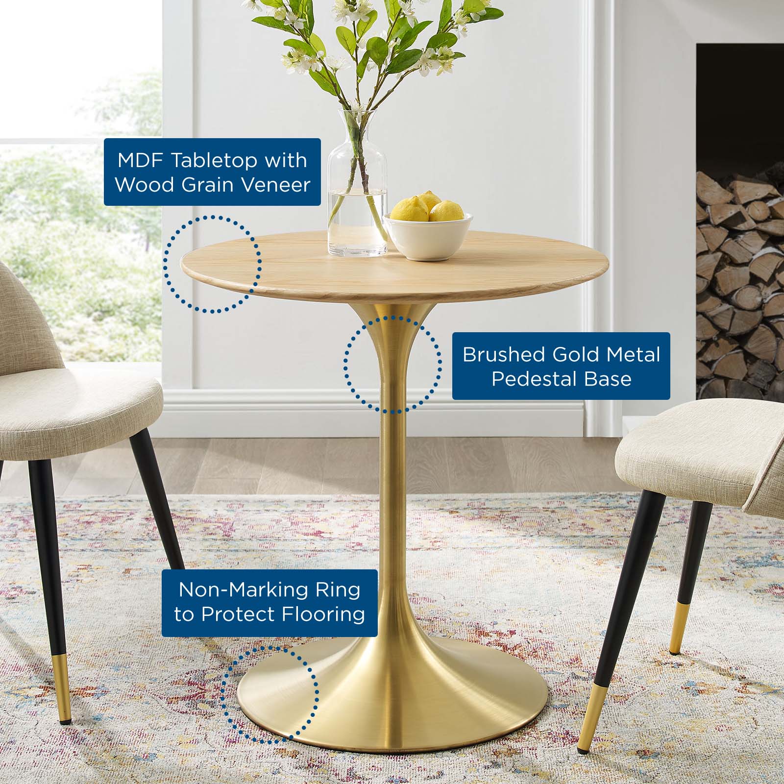 Lippa 28" Round Wood Dining Table by Modway