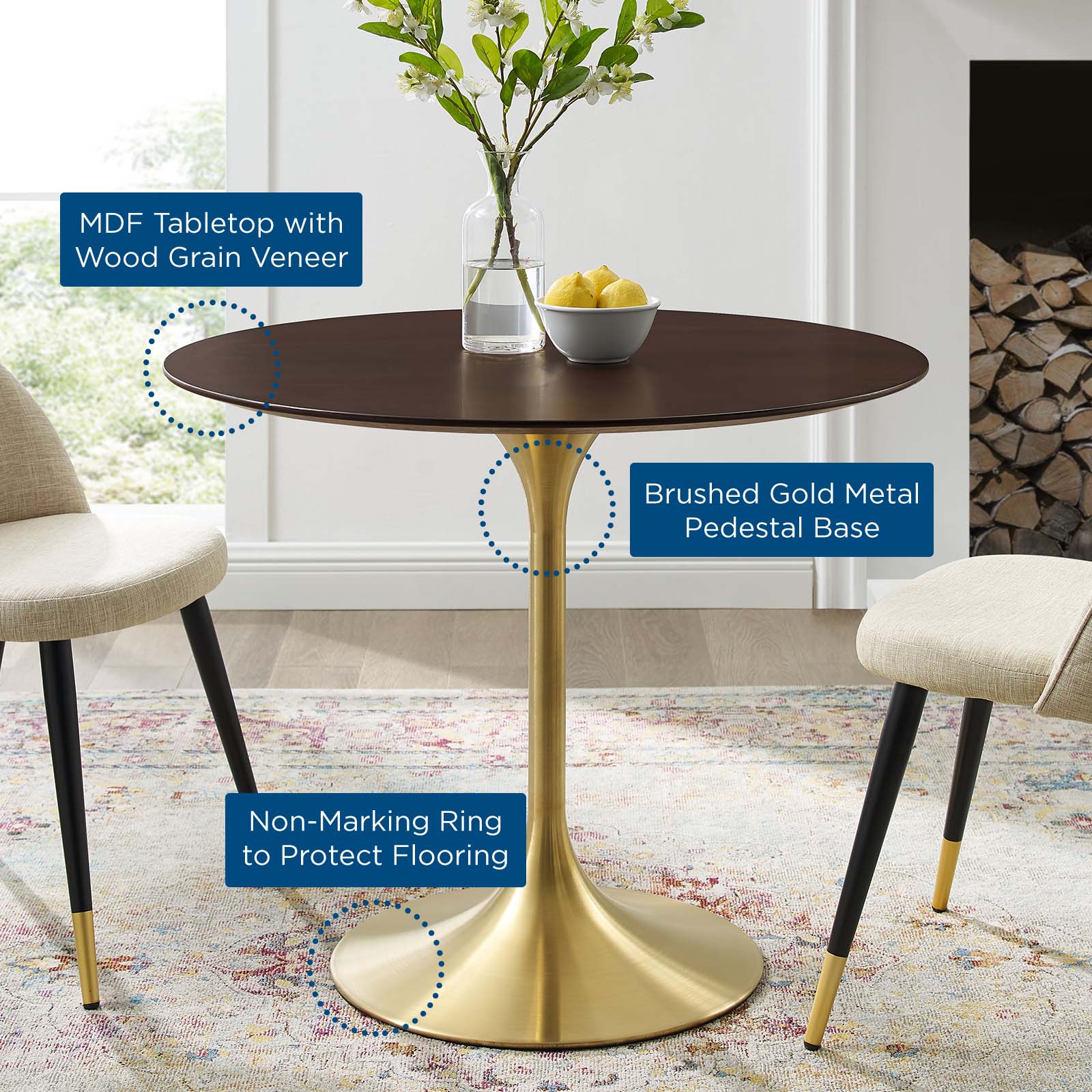 Lippa 36" Round Wood Dining Table by Modway