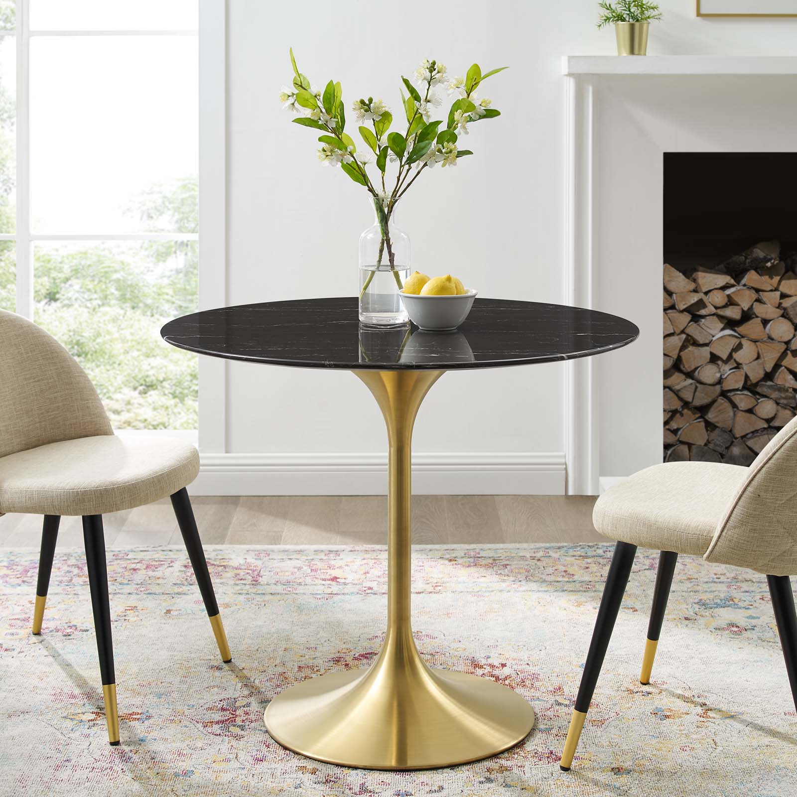 Lippa 36" Round Faux Marble Dining Table by Modway