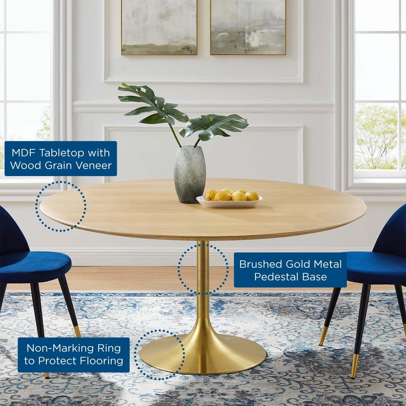 Lippa 60" Round Wood Dining Table by Modway