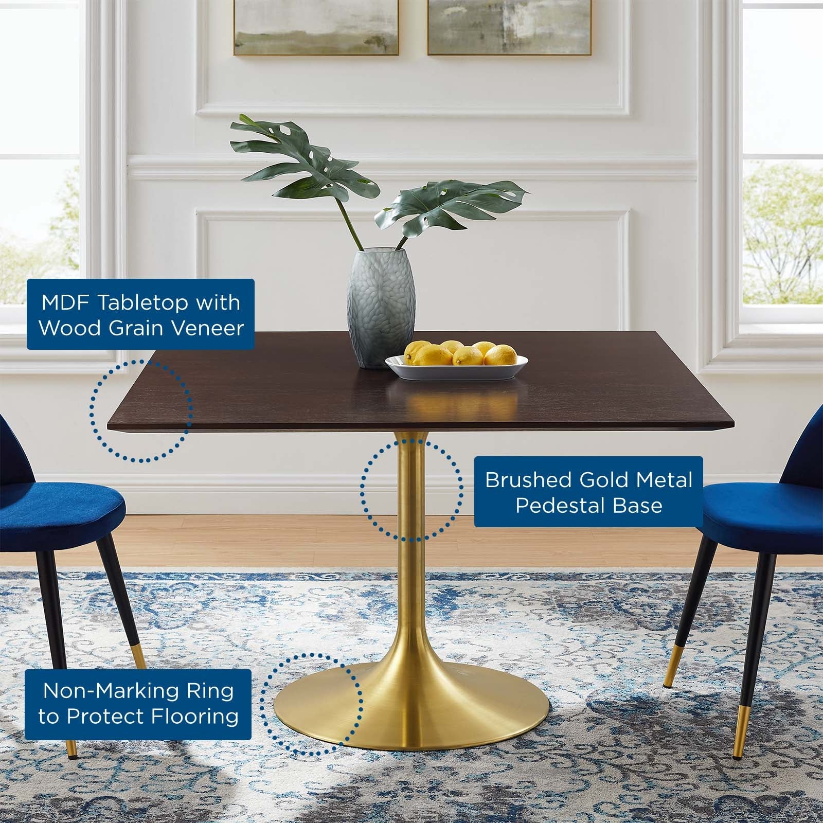 Lippa 47" Square Wood Dining Table by Modway