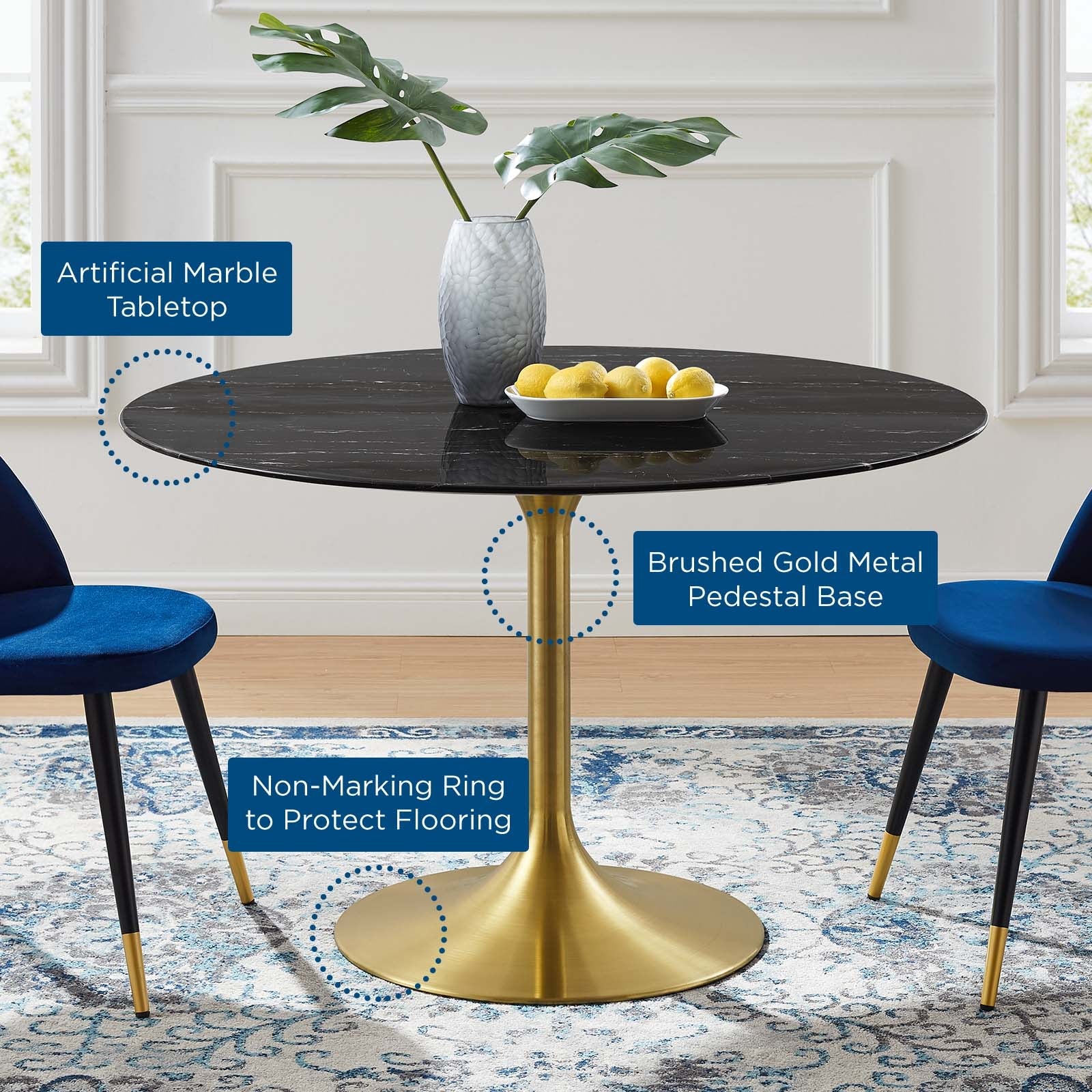 Lippa 48" Round Faux Marble Dining Table by Modway