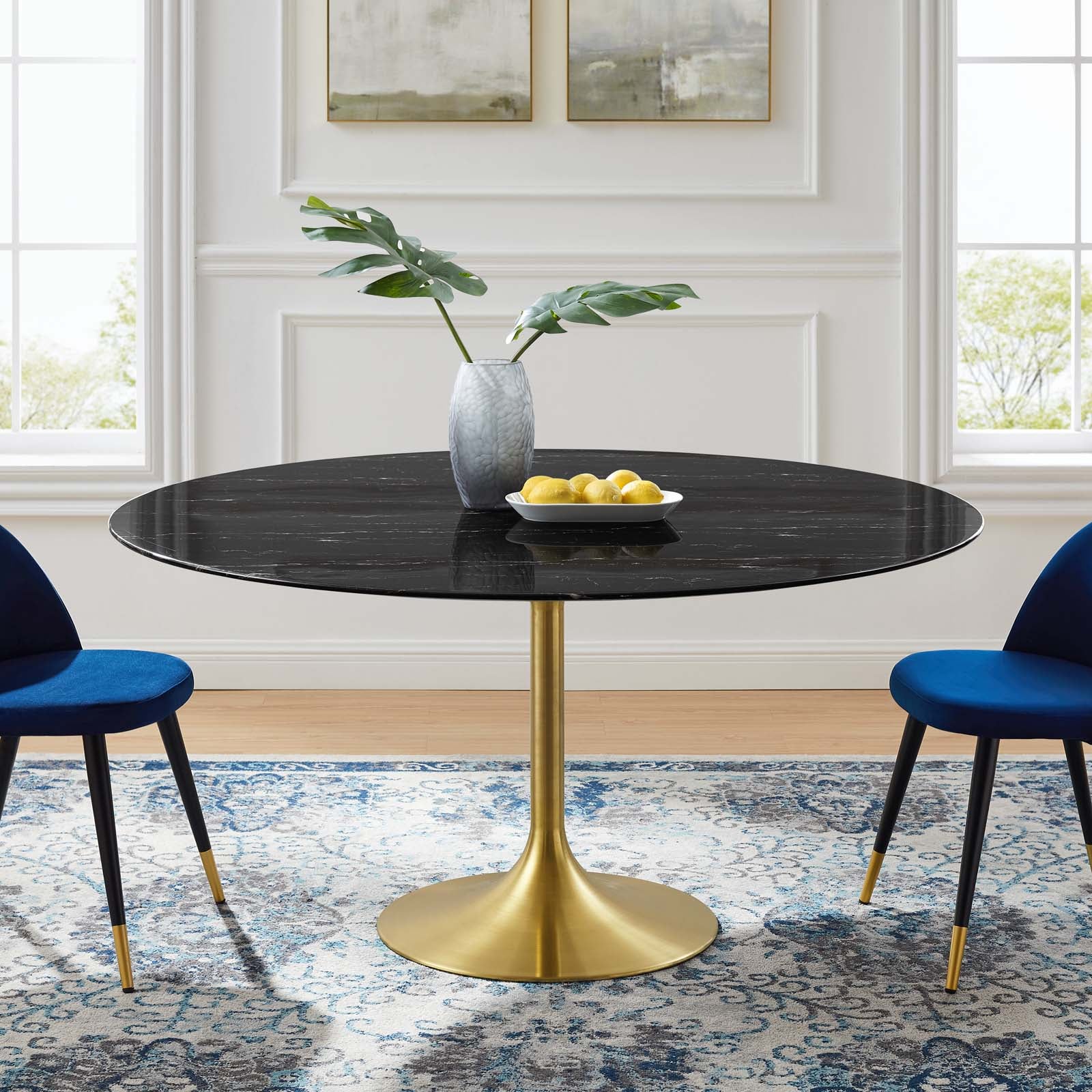Lippa 60" Round Faux Marble Dining Table by Modway