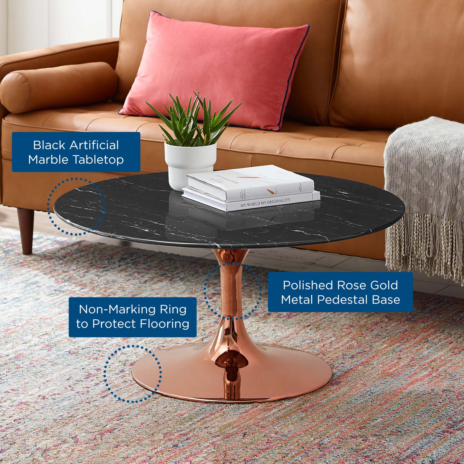 Lippa 36" Faux Marble Coffee Table by Modway