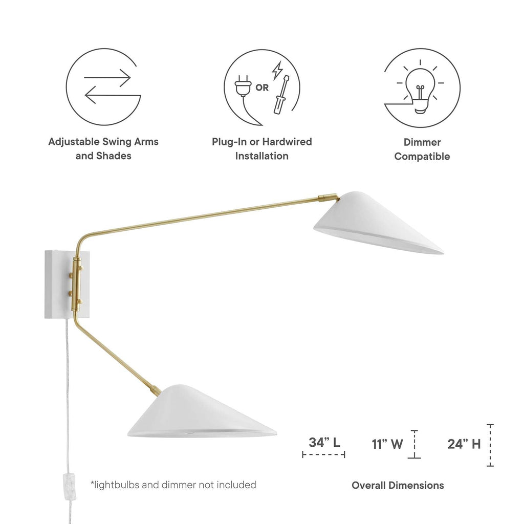 Journey 2-Light Swing Arm Wall Sconce by Modway