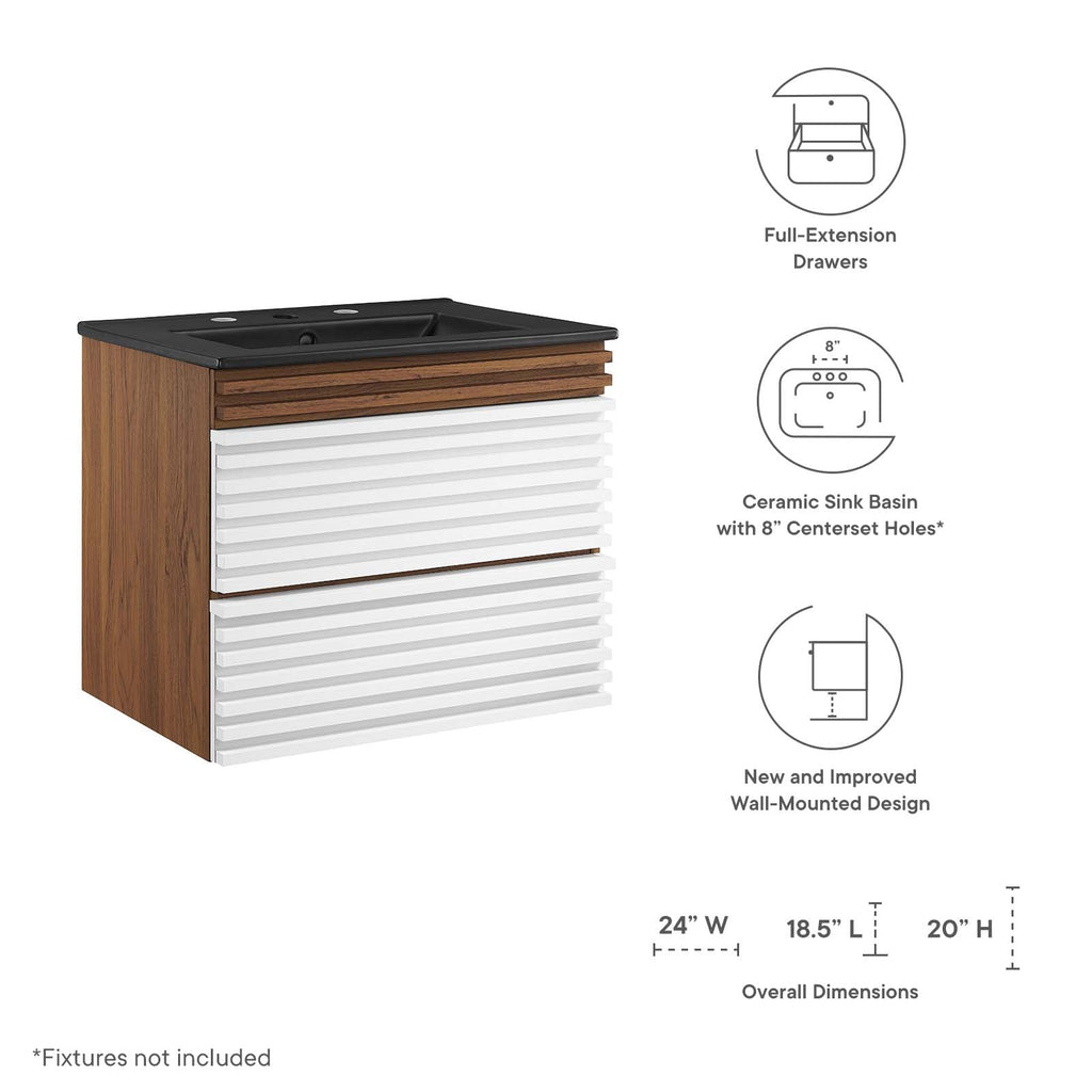 Render 24" Wall-Mount Bathroom Vanity by Modway