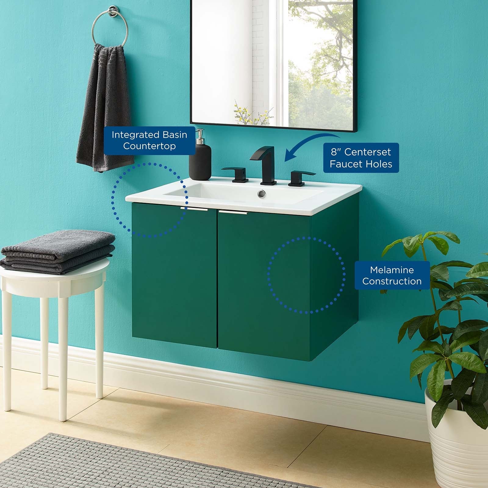Maybelle 24" Wall-Mount Bathroom Vanity by Modway