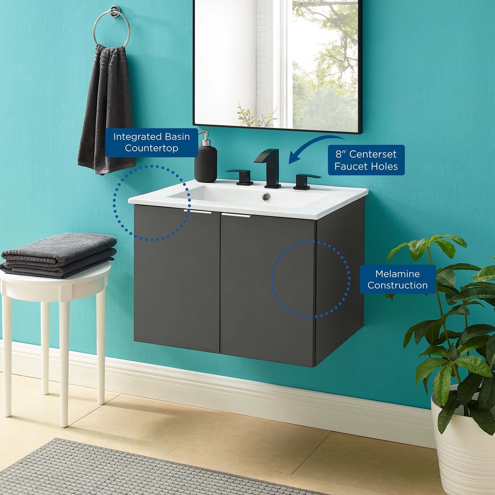 Maybelle 24" Wall-Mount Bathroom Vanity by Modway