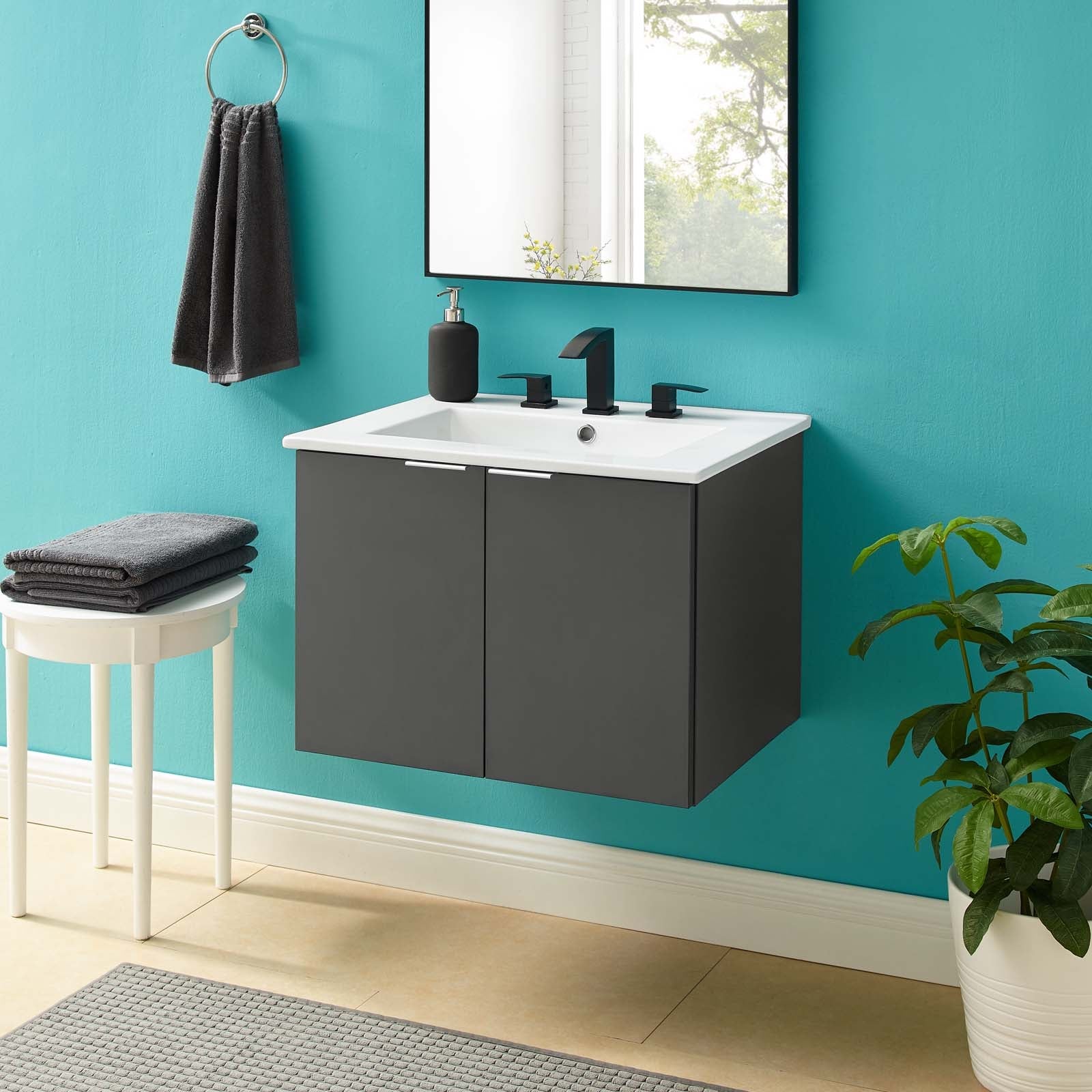Maybelle 24" Wall-Mount Bathroom Vanity by Modway