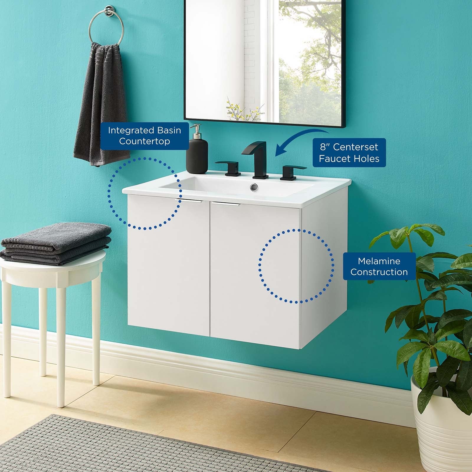 Maybelle 24" Wall-Mount Bathroom Vanity by Modway